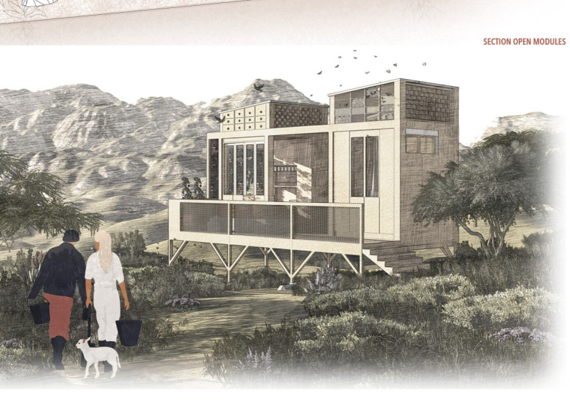 Earth Brick Modules with Sliding Partitions for Flexible Urban Living