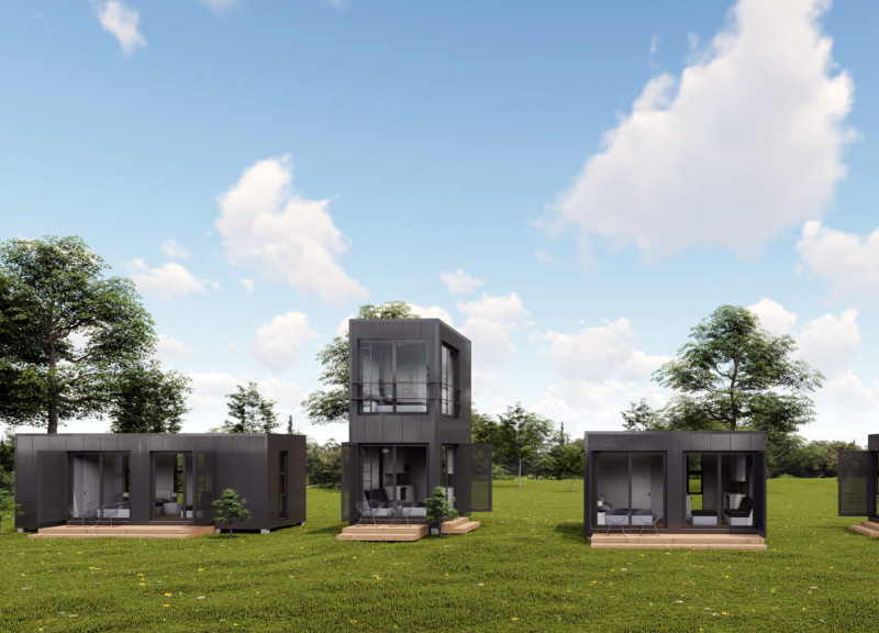 Charred Wooden Exteriors and Recycled Steel Framework in Compact Urban Living Solutions