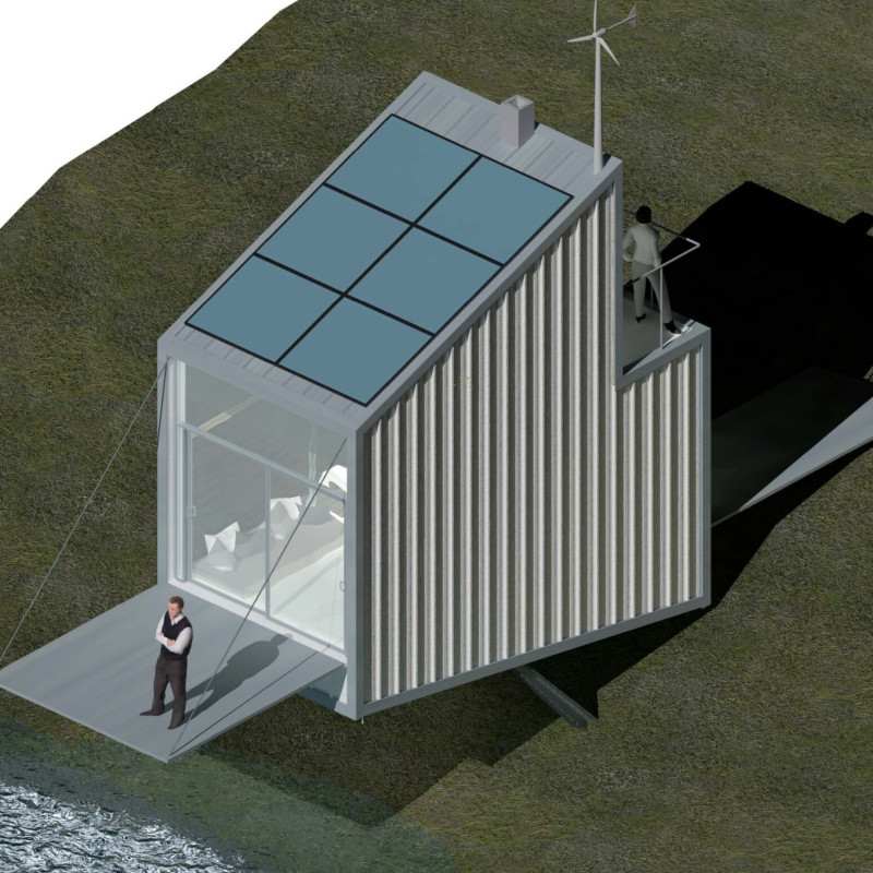 Elevated Steel and Glass Retreat Featuring Sustainable Energy Solutions in a Coastal Setting