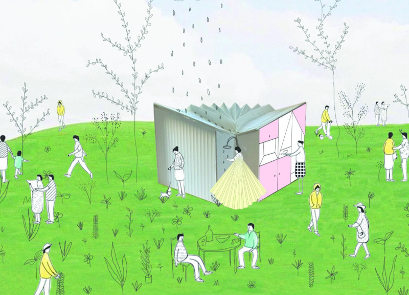 Flexible Living Spaces Defined by OSB Panels and Rice Paper Screens