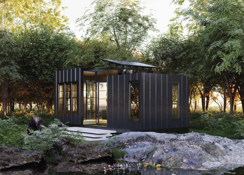 Container Architecture Featuring Recycled Aluminum and Integrated Green Space for Compact Living
