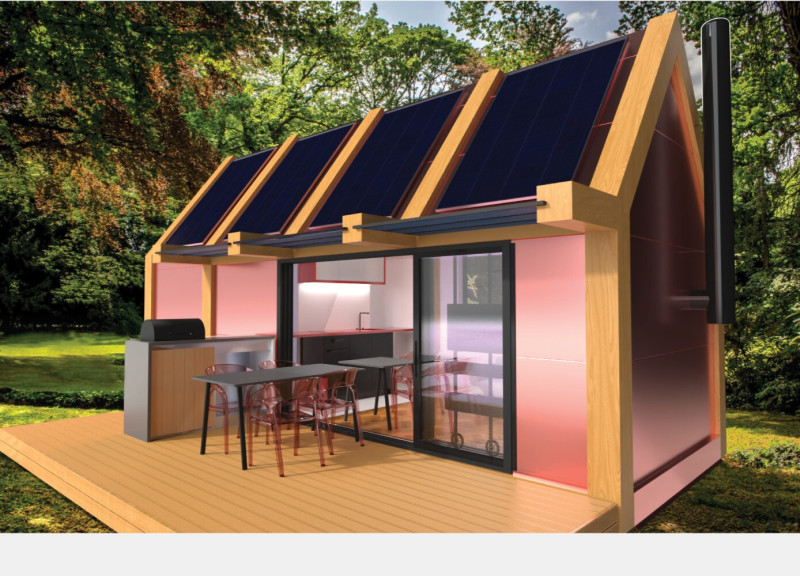 Copper-Clad Living Space Emphasizing Radiant Heating and Natural Light Integration