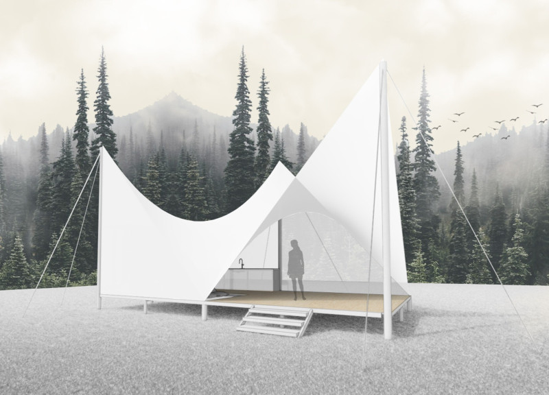 Tension Structures Crafted from Fiberglass and Steel for Sustainable Emergency Housing