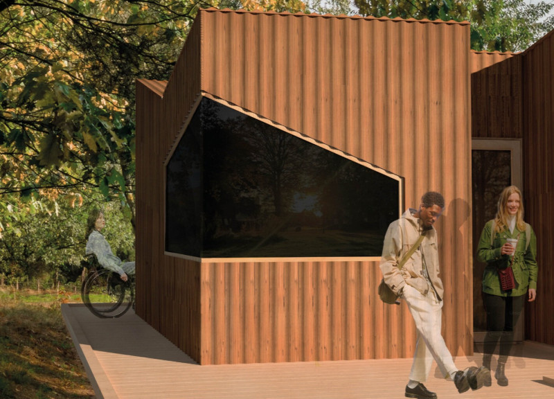 Charred Wooden Shingles and Straw-Wood Structure in Accessible Living Design