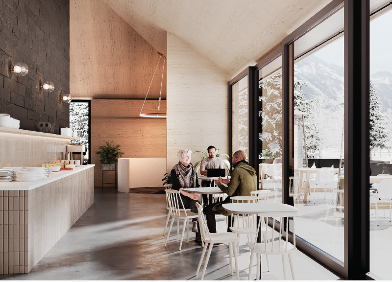 Curvilinear Design Featuring Laminated Timber and Expansive Glass Spaces in a Spa and Community Retreat