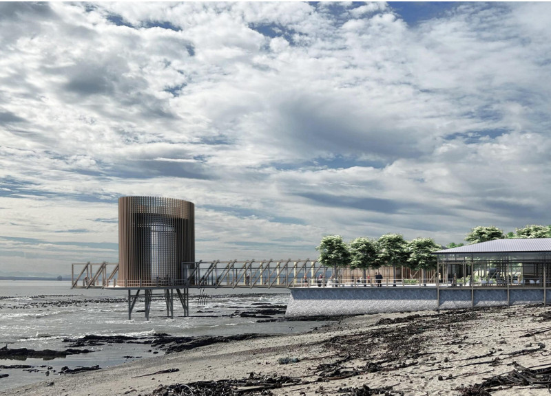 Charred Wooden Shingles and Green Roofs Enhance Coastal Community Engagement Spaces