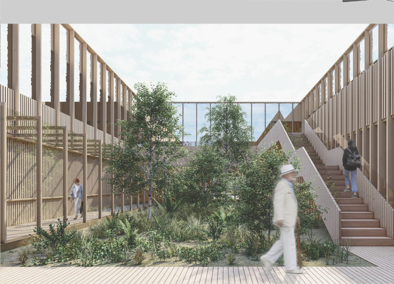 Charred Wooden Shingles and Natural Light Illuminate a Palliative Care Facility