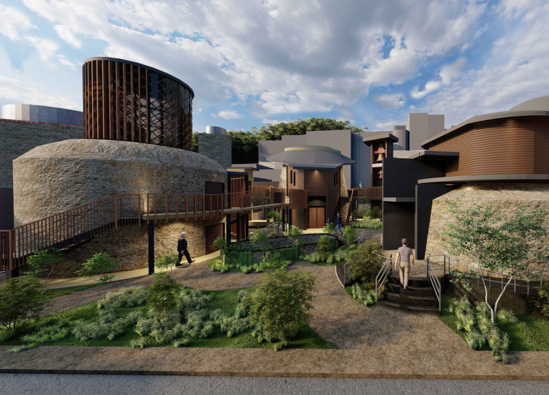 Charred Wood Shingles and Masonry Blend in a Multi-Faith Community Space