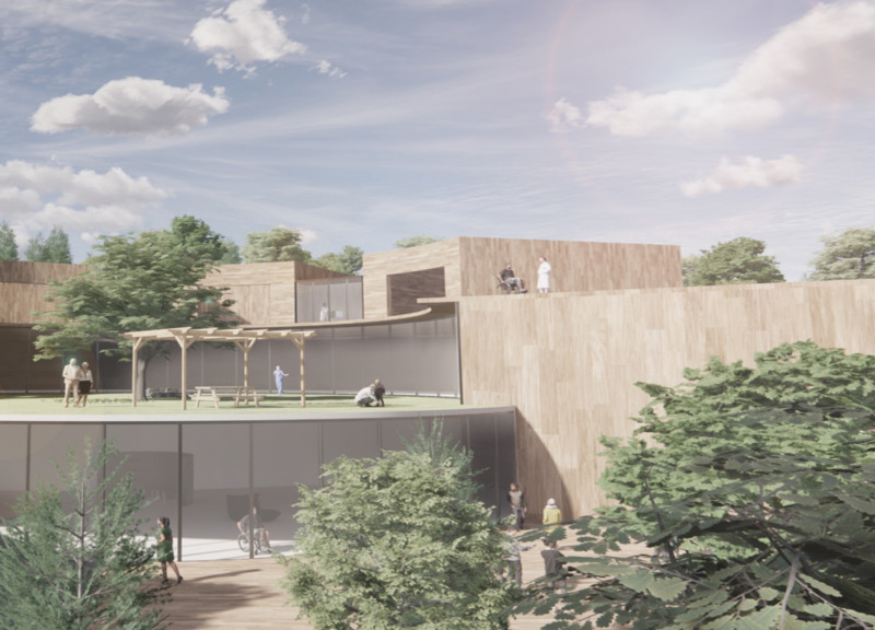 Charred Wooden Shingles and Cross-Laminated Timber Create Healing Spaces for Community Wellness