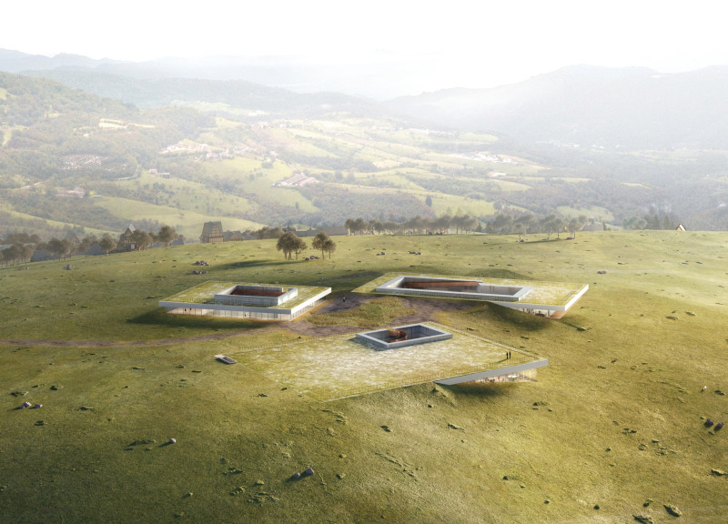 Charred Wooden Shingles and Concrete Integration in a Revitalized Military Structure