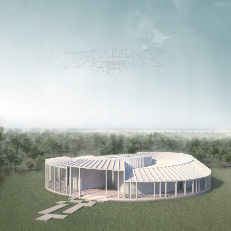 Exploring Immersive Space Through Radial Design and Textured Concrete Elements