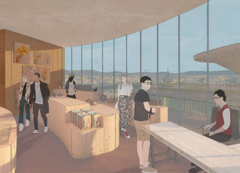 Canopy Structure Featuring Solar Panels and Native Vegetation for Community Environmental Education