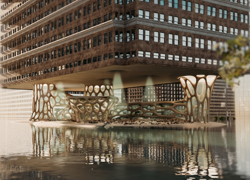 Natural Filtration Through Marine Life Incorporating Reinforced Concrete and Glass Along the Hudson River