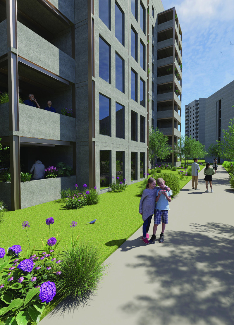 Recycled Concrete and Steel Frameworks Forming Resilient Community Spaces in Urban Ukraine