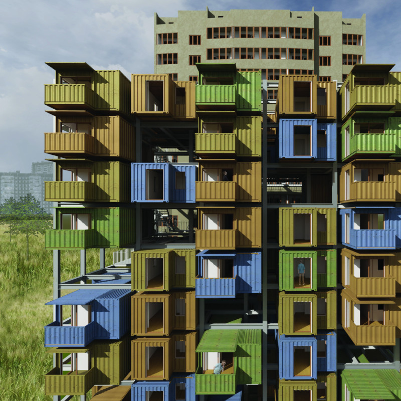 Modular Living Spaces Constructed from Shipping Containers and Enhanced by Green Roof Systems