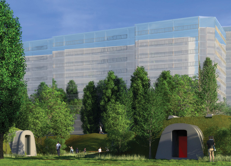 Charred Wooden Shingles and Prefabricated Concrete Unite to Transform Bunkers into Community Hubs