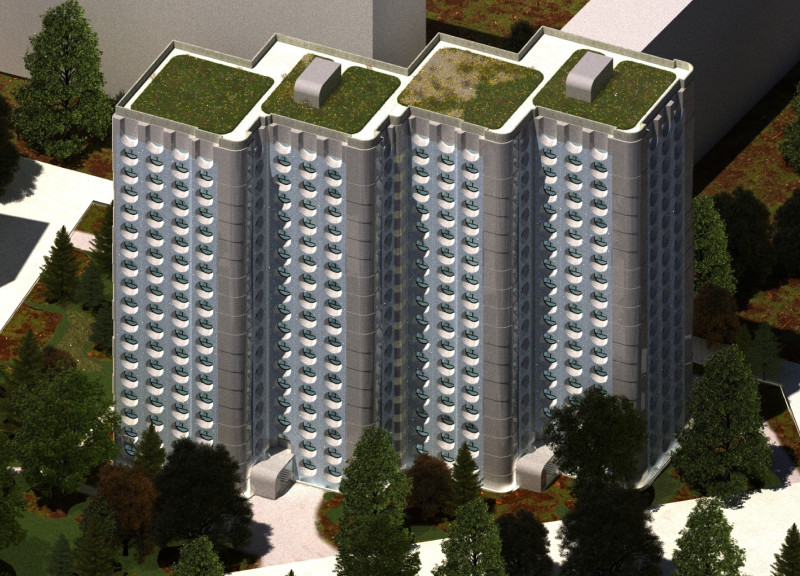 Reflective Ceramic Facades and Modular Configuration in Sustainable Urban Housing