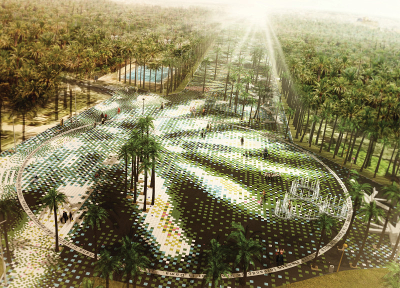 Ceramic Mosaic Pathways Integration in Revitalized Public Space