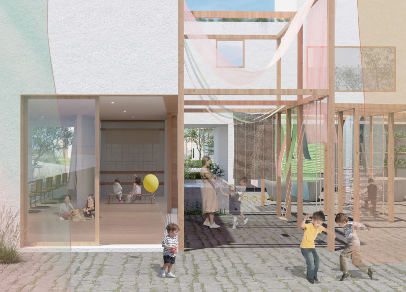 Engaging Community Fabric Through Textiles and Sustainable Wood Elements