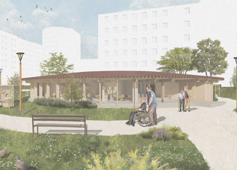 Circular Design Featuring Charred Wooden Shingles and Natural Light for End-of-Life Care