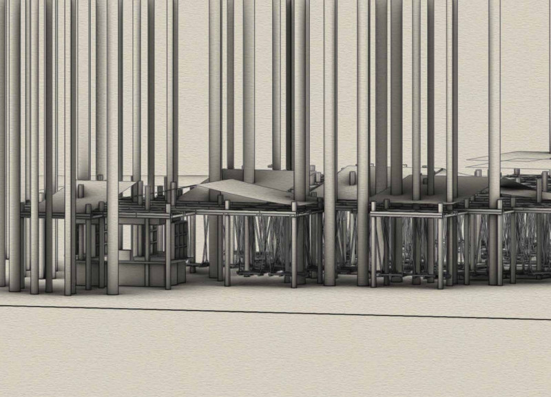 Vertical Steel Canopy Enveloping Glass and Concrete Spaces in Brazilian Terrain