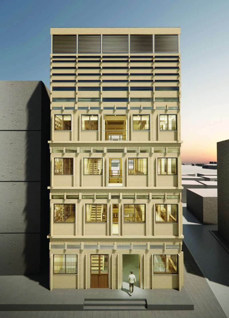 Charred Wooden Shingles and Engineered Wood Form a Multifunctional Community Hub