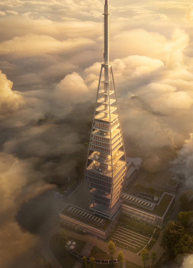 Charred Wooden Shingles and Glass Façade Forming Eco-Friendly Observation Point