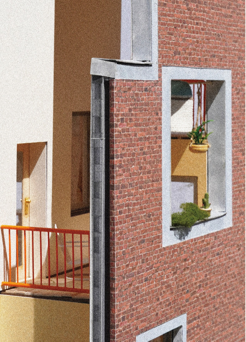 Reclaimed Brick Facade with Biophilic Design for Urban Multigenerational Living