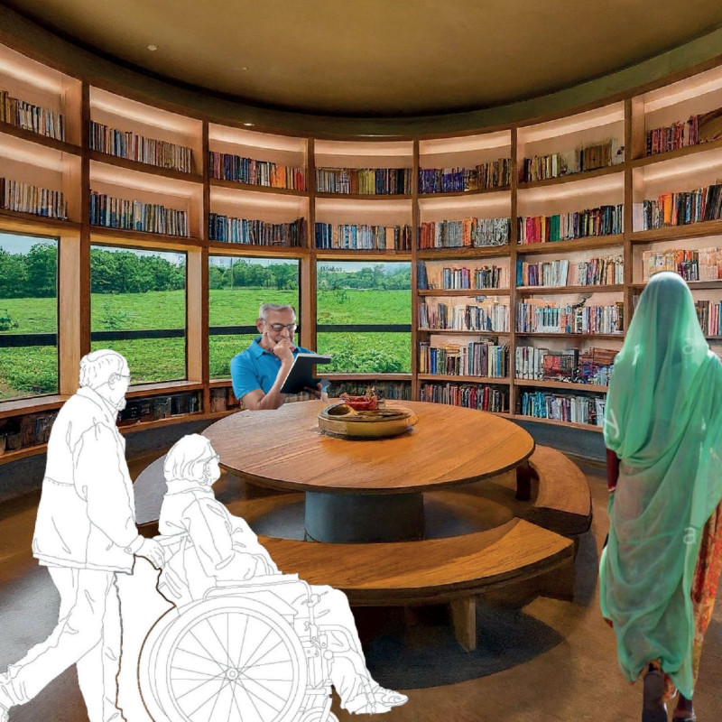 Horticultural Therapy Space Featuring Rammed Earth and Wood Accents for Holistic Care