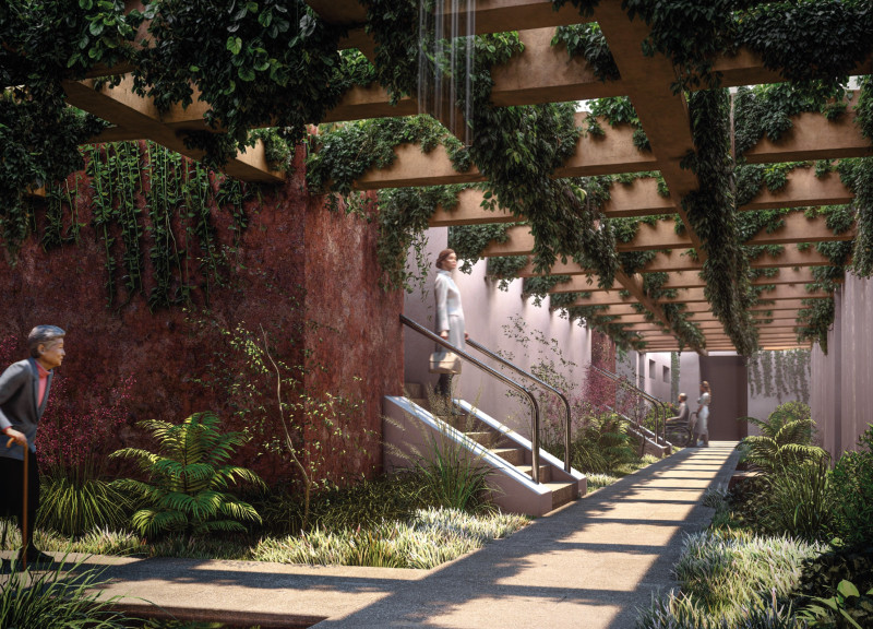 Cenote-Inspired Sanctuary Featuring Local Stone and Biophilic Wood Elements for End-of-Life Care