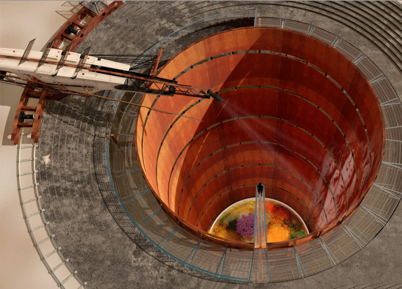 Weathered Steel and Earth Dig Forming a Reflective Memorial Space
