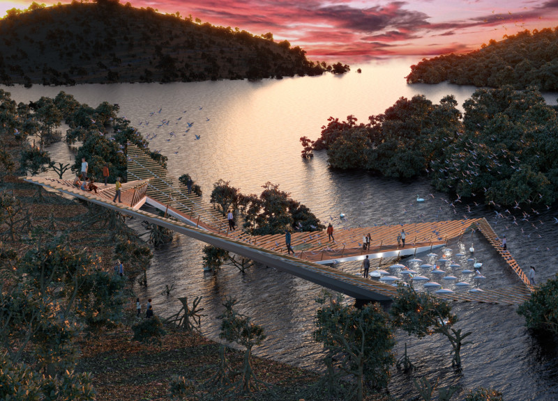 Charred Wooden Shingles and Thermal Mass Define an Ecological Embrace in Scenic Waterfront Living