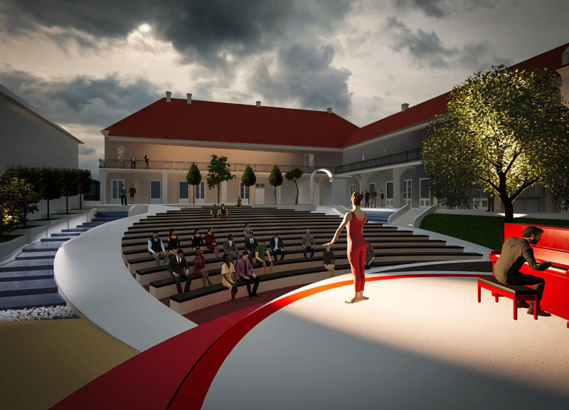 Elliptical Public Space Integrating Sustainable Timber and Rainwater Management Solutions