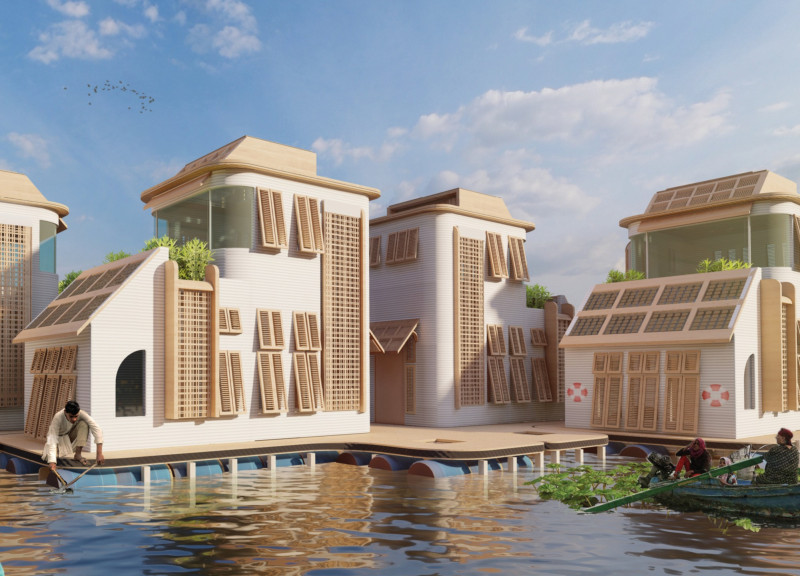 Floating Habitats Crafted with Bio-Polymers and Hydroponic Systems for Sustainable Living