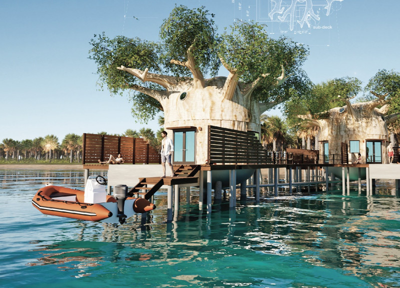 Floating Structure of Pre-Fabricated Modules Enhanced by Saltwater Integration and Biophilic Design