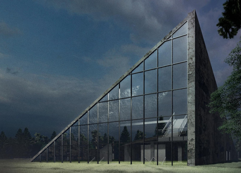 Below-Ground Educational Facility with Natural Light and Concrete Serenity