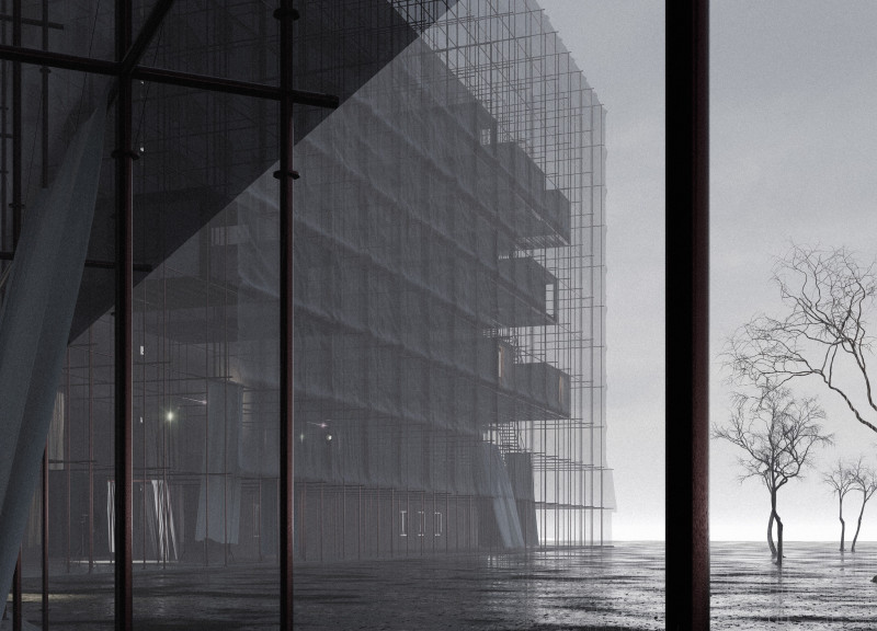 Flexible Living Spaces with Fabric Dividers and Steel Framework for Rapid Housing Solutions