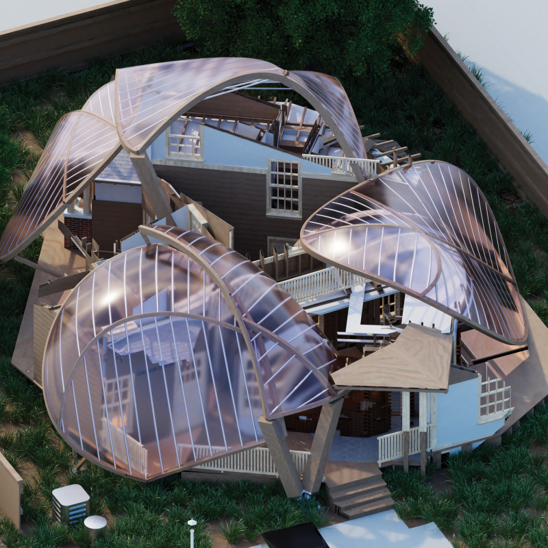 Translucent Membranes and Local Timber Define a Community-Centered Residential Space