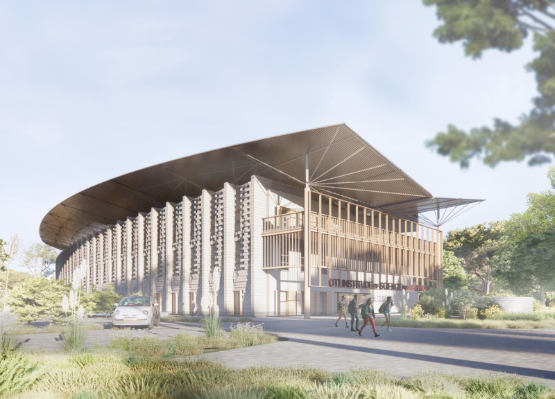 Bamboo and Earthen Block Structure Enhancing Natural Ventilation in Educational Facility