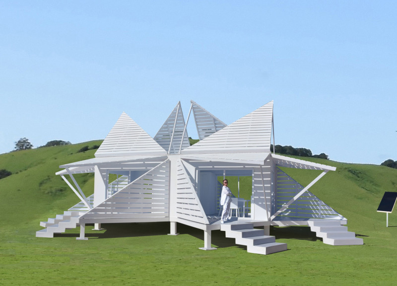 Hinged Panels and Natural Ventilation in a Portable Wood Structure