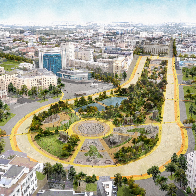 A Green Corridor Linking Civic and Cultural Spaces in Ukraine