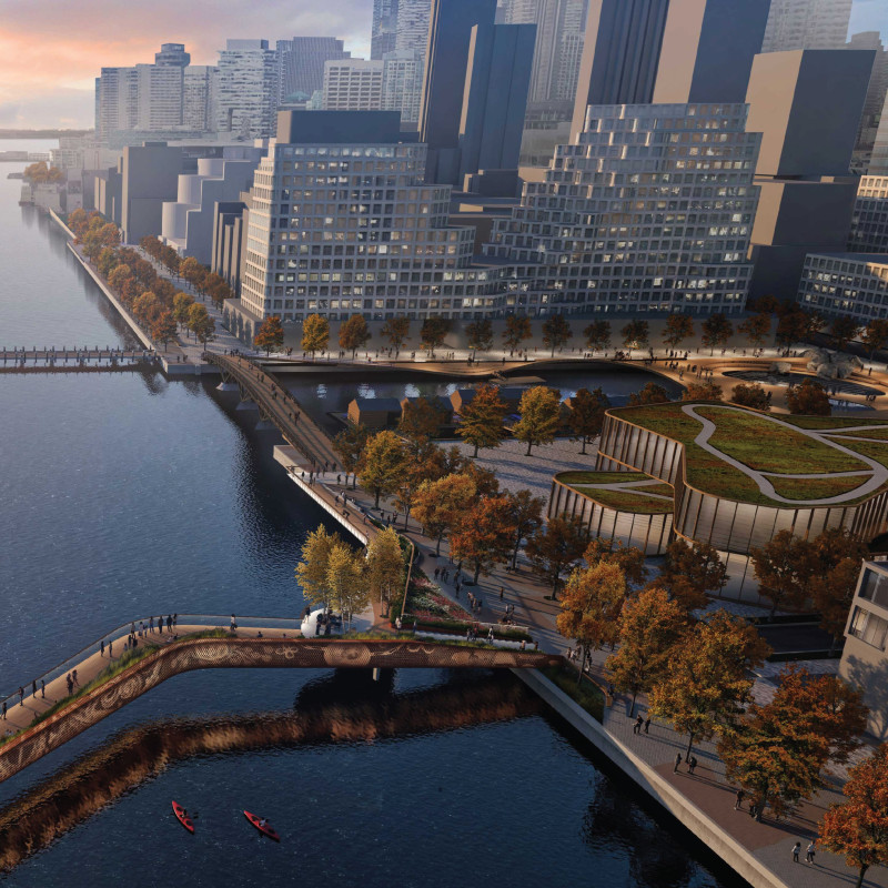 Charred Wood Accents Complementing Weathering Steel in a Community-Centric Pedestrian Link