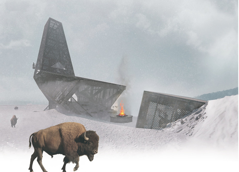 Weathering Steel and Timber Structure Embracing Cultural Reflection in South Dakota