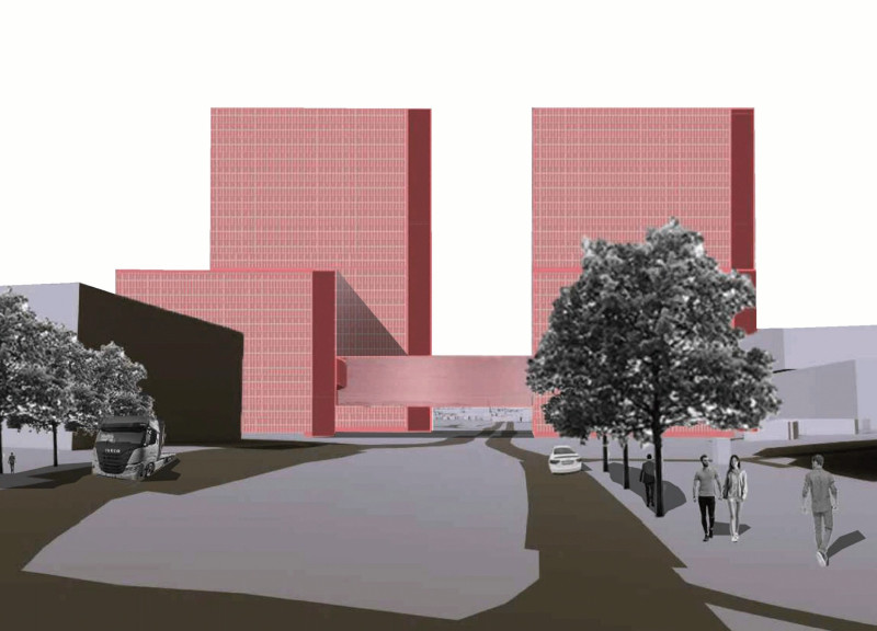 Charred Wood Shingles and Transparent Facades in a Multifunctional Urban Center