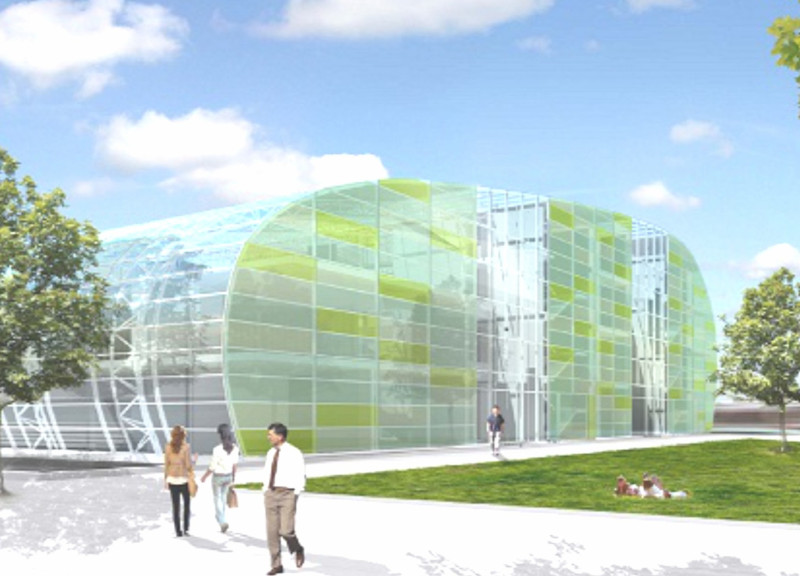 Elliptical Glass Façade with Integrated Photovoltaics and Sustainable Water Management Systems in a Life Sciences Facility