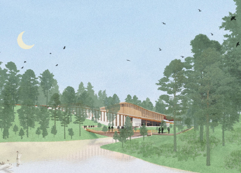 Dynamic Timber Strips Create Fluid Performance Spaces in a Nature-Inspired Venue