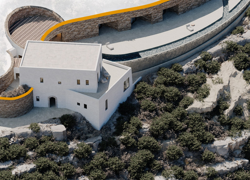 Circular Aperture Highlighting Natural Light in Sustainable Stone and Wood Design