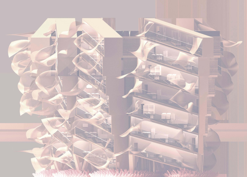 Sculpted Forms of Composite Materials in Vertical Community Living