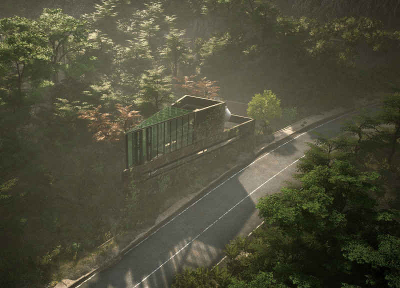 Triangular Skylights and Concrete Harmony in a Sustainable Retreat