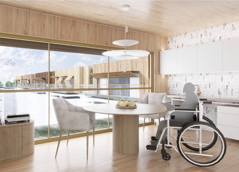 Charred Wooden Shingles and Green Courtyards in a Modular Healthcare Community